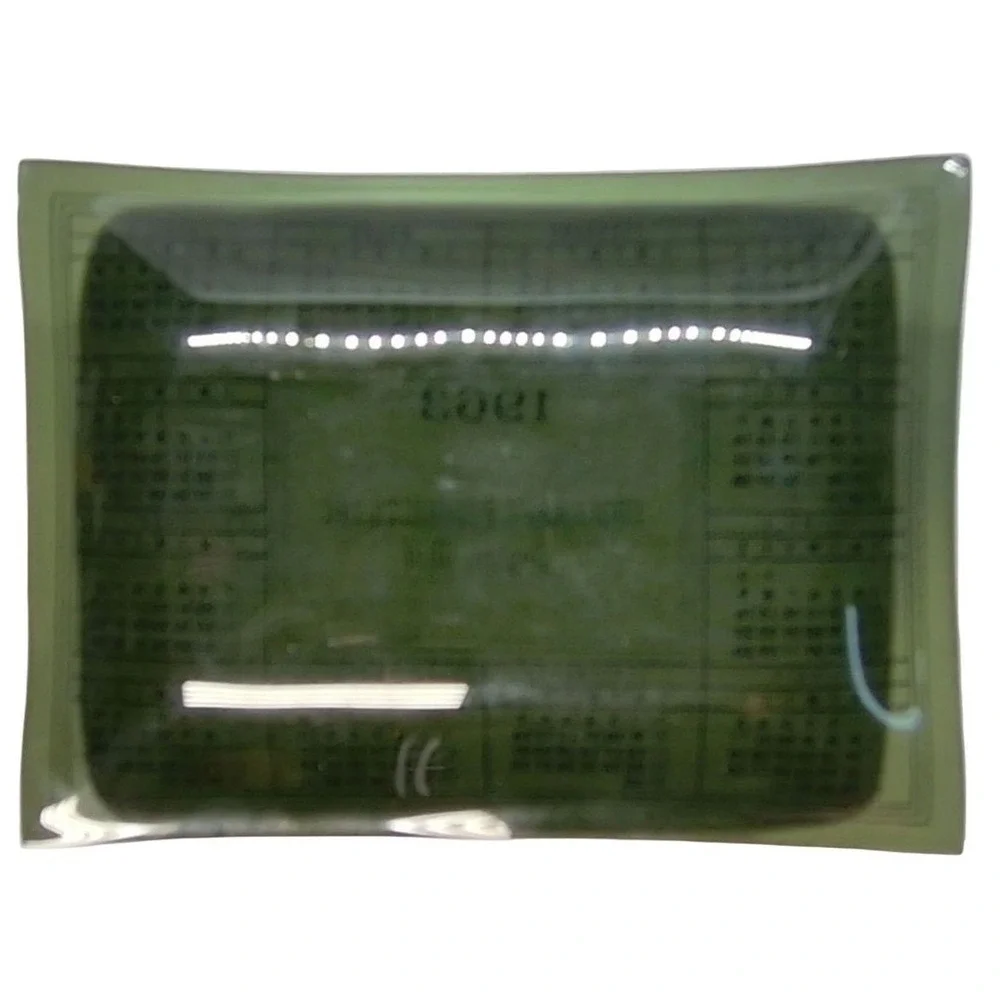TOOLCRAFT PRODUCTS 1963 Green Glass Calendar Tray Dayton Ohio Promo
